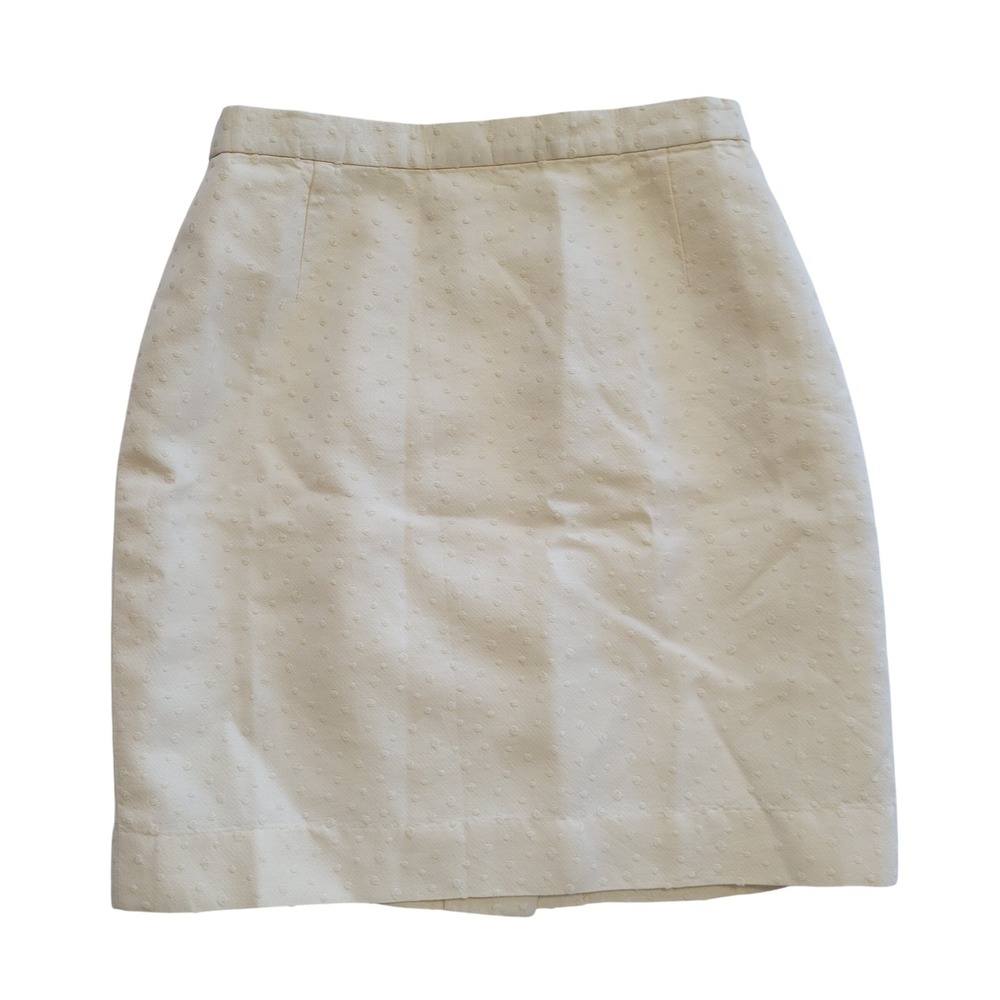 Escada Couture Pencil Skirt Women 38 Cream Cotton Silk Swiss Dot Made in Germany
